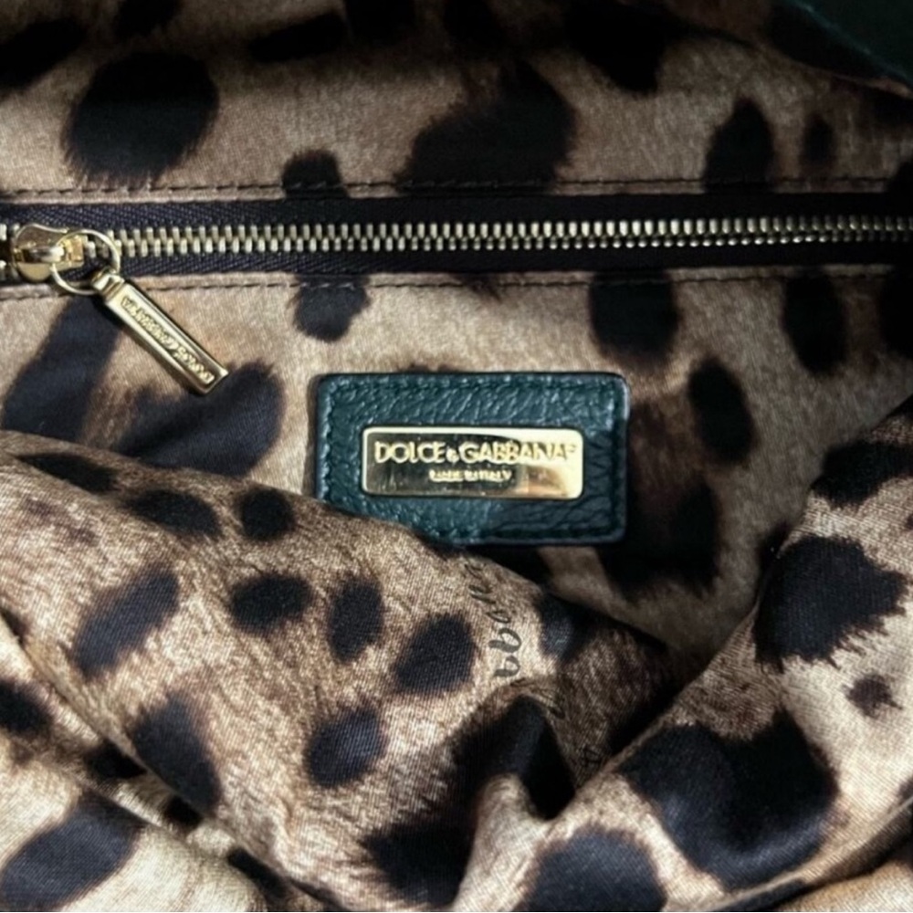 Dolce & Gabbana Green Pebbled Leather Fold-Over Bag - Picture 9 of 15